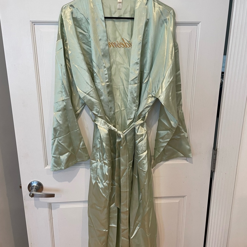 Satin Bridesmaid Robe Light Green